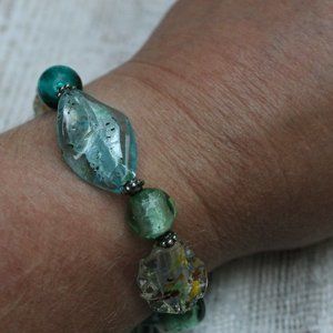 Vintage Art Glass Bead Bracelet
